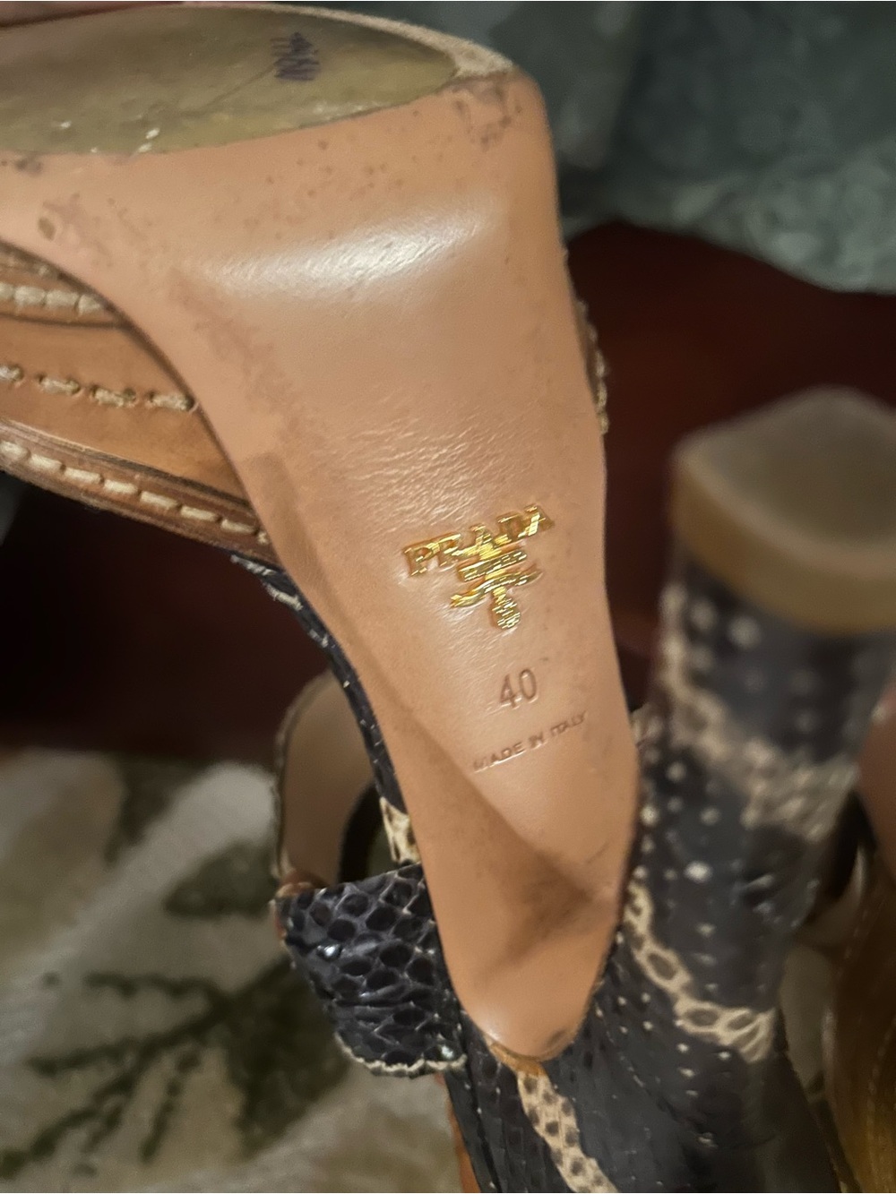 Prada Python Leather Snakeskin Platform Heels in Brown and Black size 40 - Picture 7 of 9
